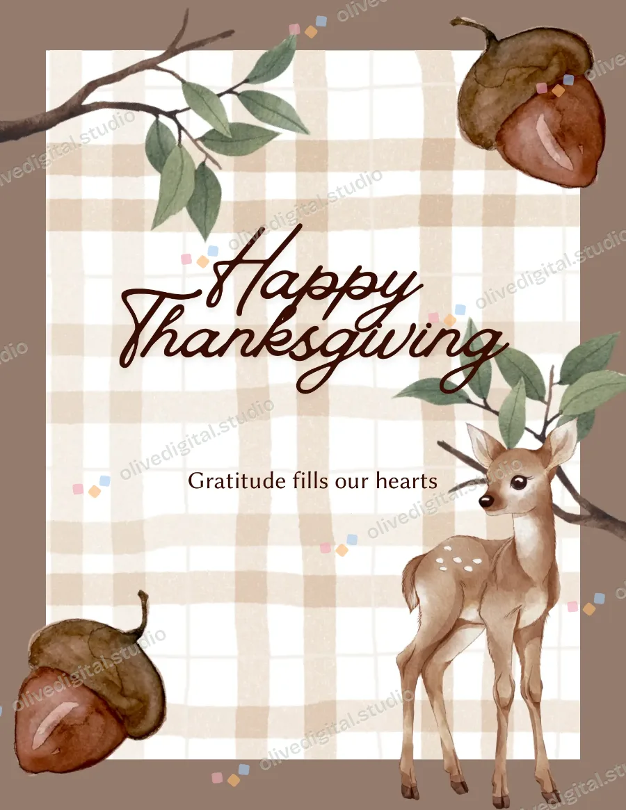 Acorn & Fawn, thank you card with sample wording