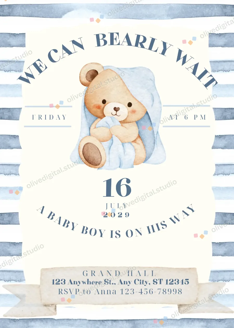 Bearly Wait, invitation with sample wording