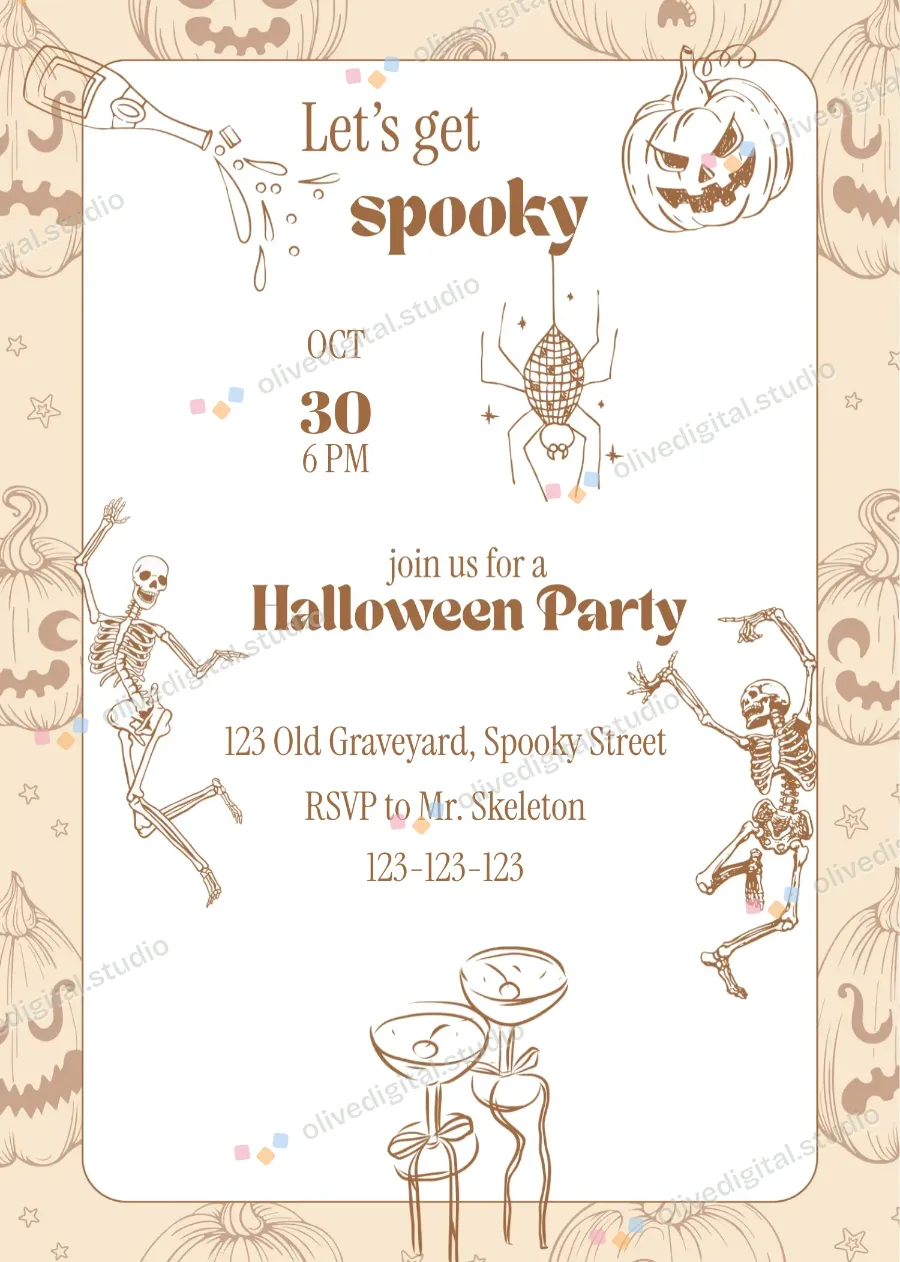 Let's Get Spooky, invitation with sample wording