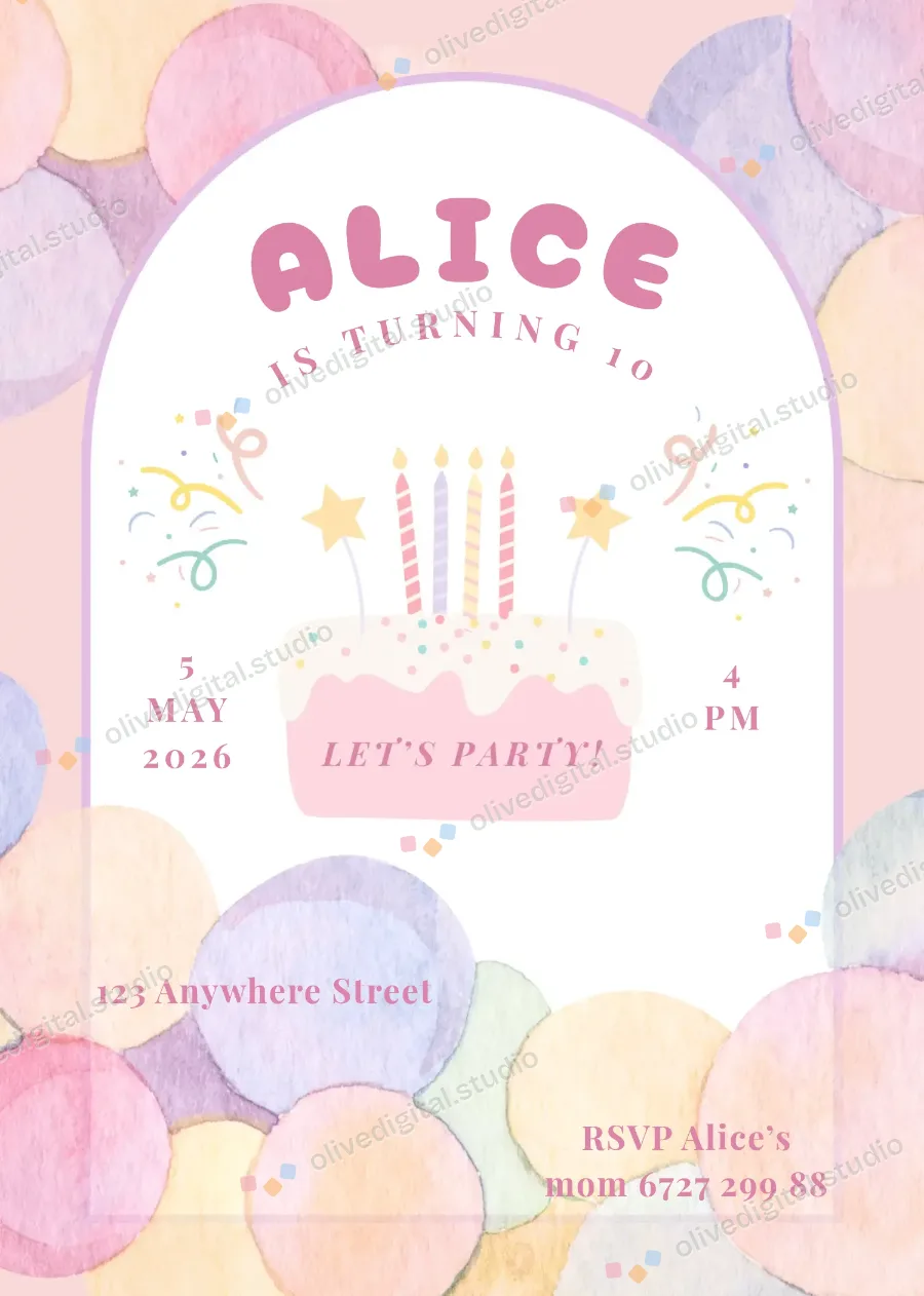 Let's Party, invitation with sample wording