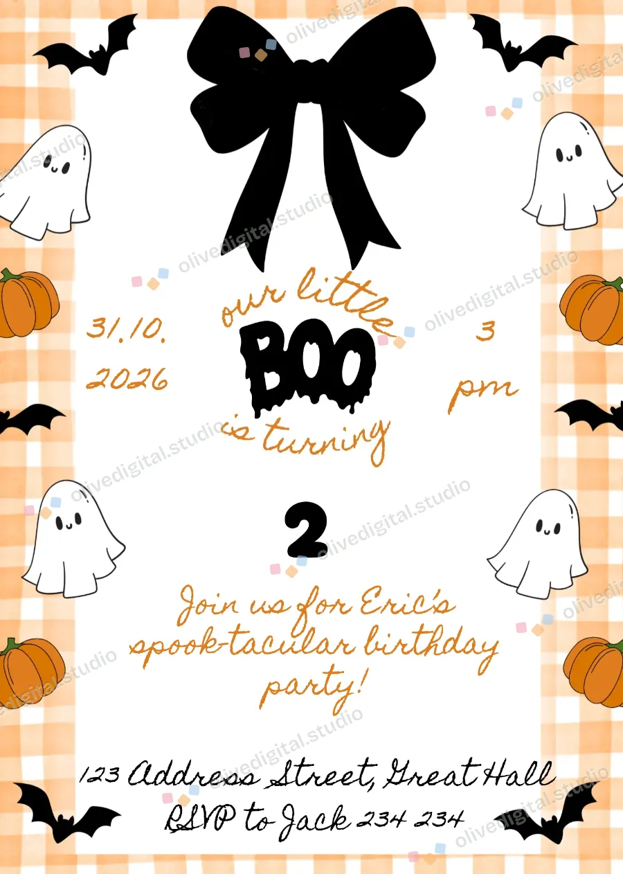 Little Boo, invitation with sample wording